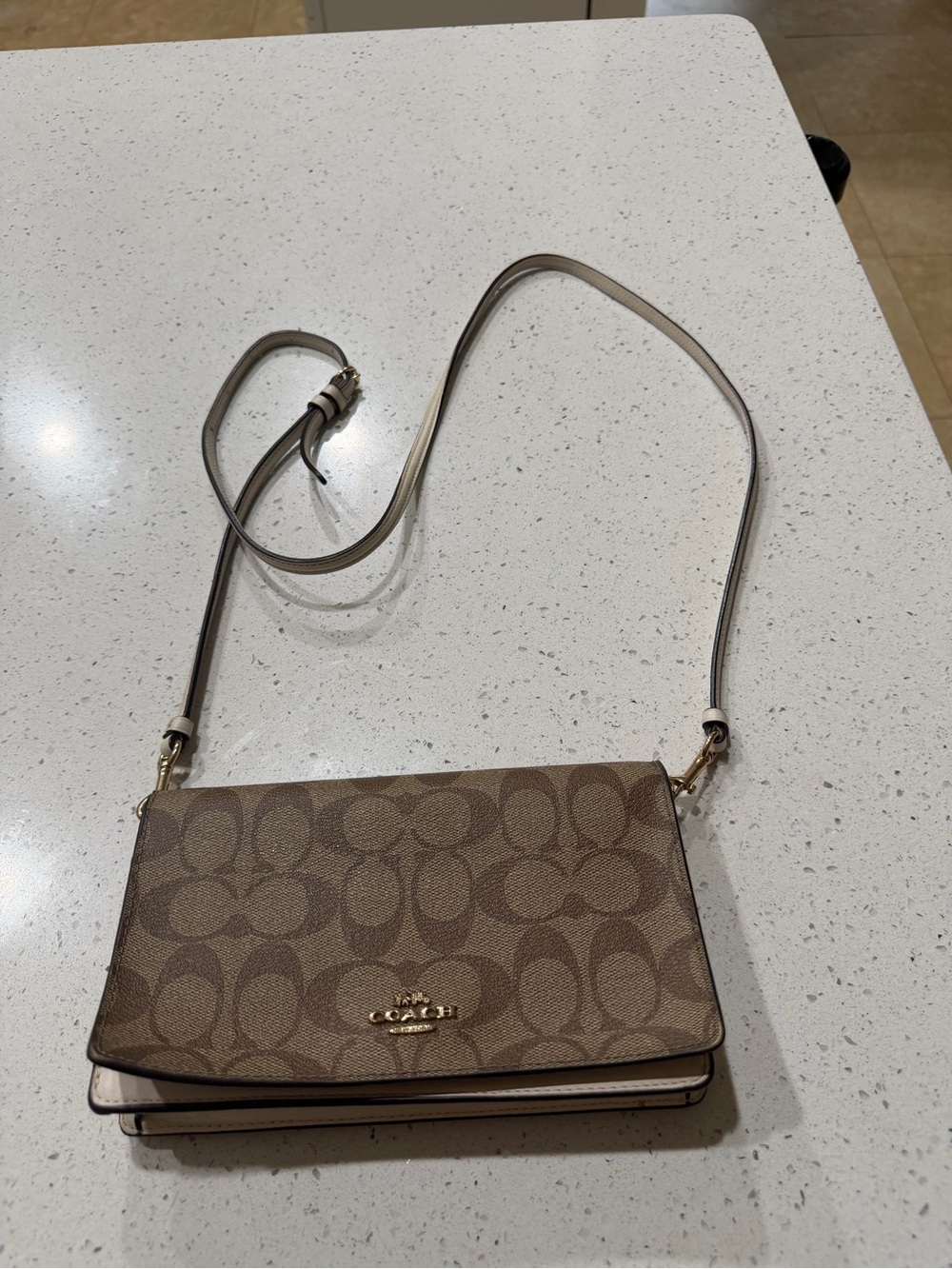 Coach Signature Canvas Crossbody in Brown and Tan